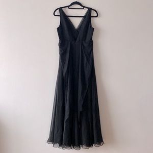 WTOO Bhldn Watters & Watters dress gown maxi solid black double v size 6